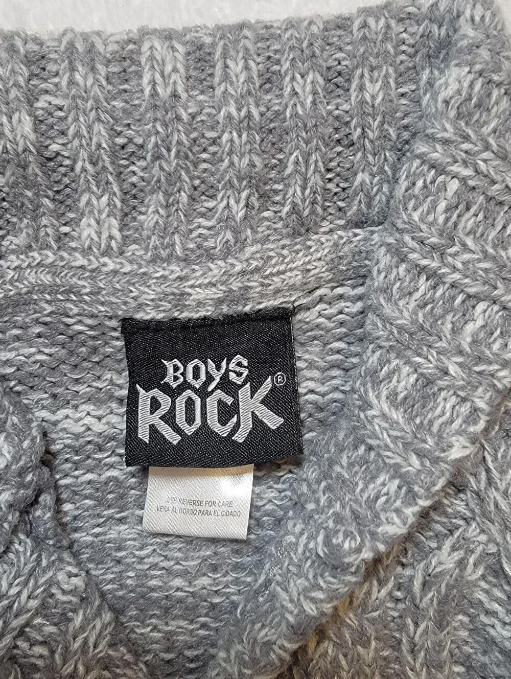 Boys Rock Grey Marled Cable-Knit Shawl Collar Cardigan Sweater - Size 12M